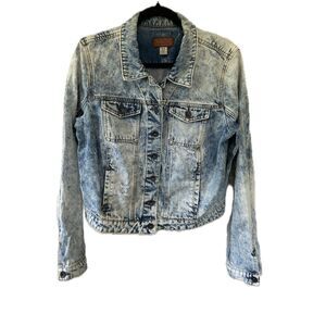 Vintage GUESS Acid Wash Denim Trucker Jacket XL 90s Y2K Grunge Indie Sleaze